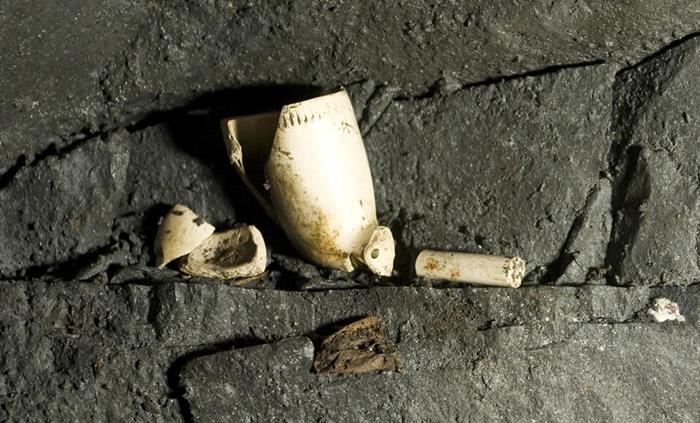 A clay pipe underground